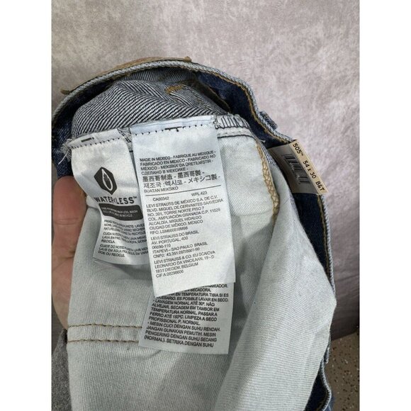 Levis 505 Jeans Mens 54x30 Blue Regular Straight Leg Denim Cotton Stretch NEW - Picture 4 of 8